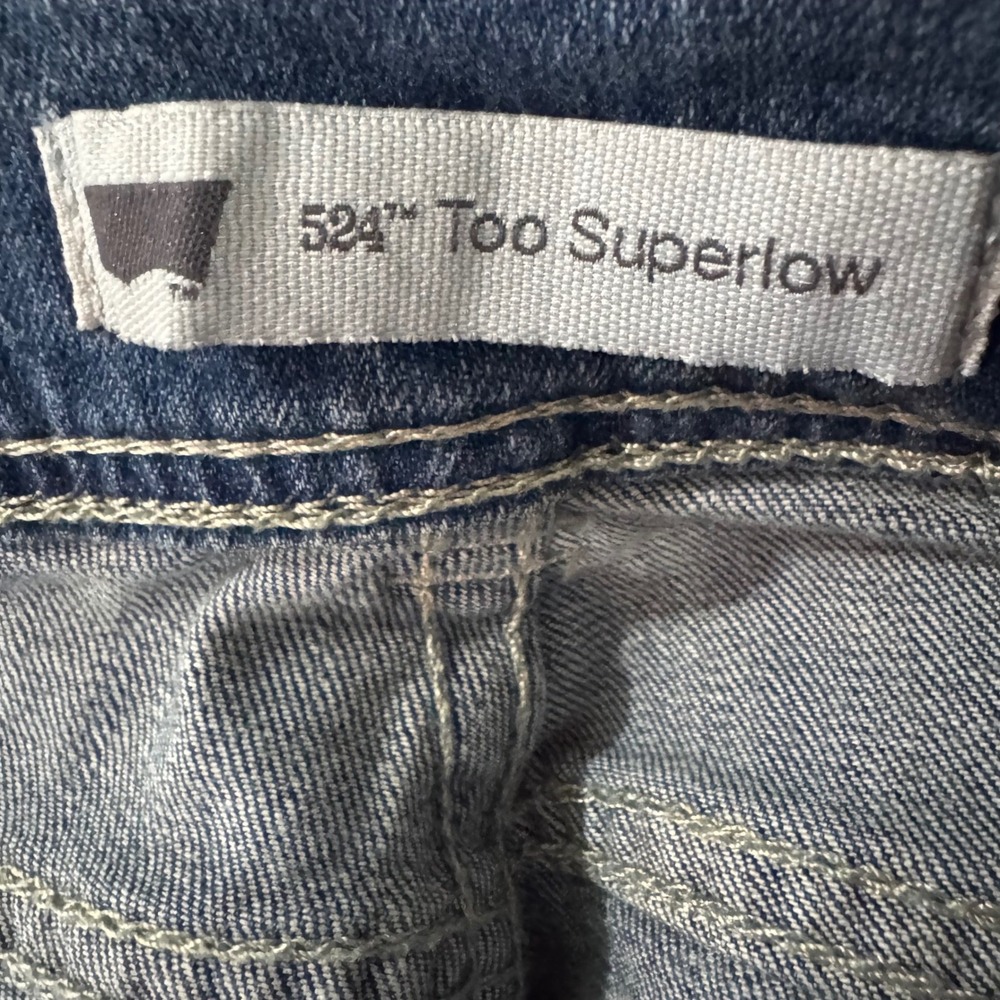 Levis 524 Too Superlow Bootcut Skinny Jeans Blue Denim Ultra Low Rise Size 6 NEW - Picture 3 of 9